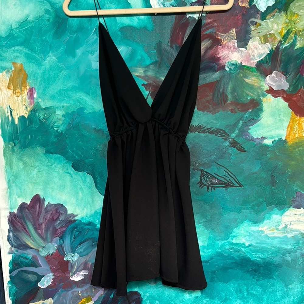 Chic Black Sleeveless Dress Hand-Made